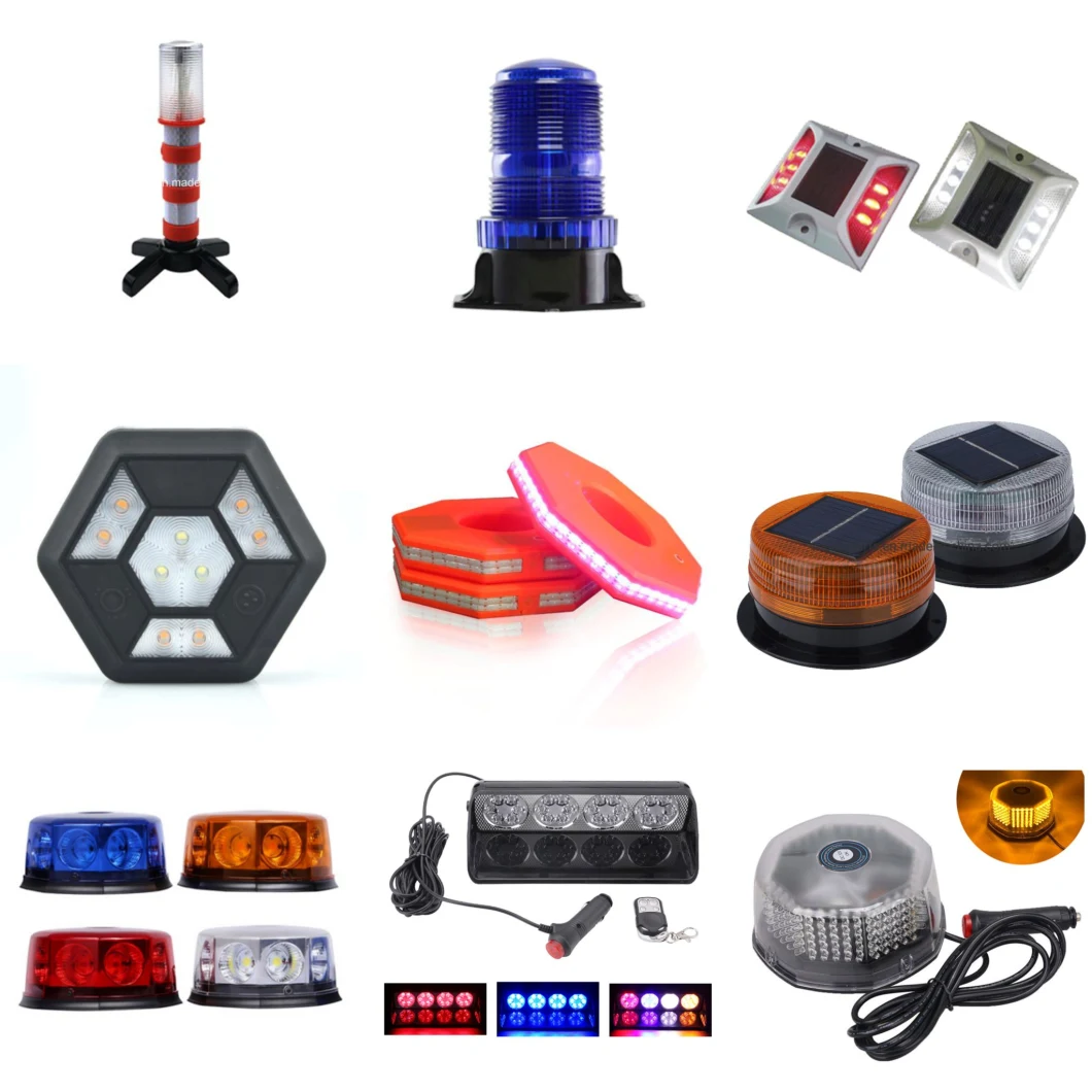 Wholesale Solar Power Road Traffic Safety Beacon Lighting Emergency Amber Flash Caution Strobe Lamp Construct Work Zone Solar 6 PCS LED Traffic Light